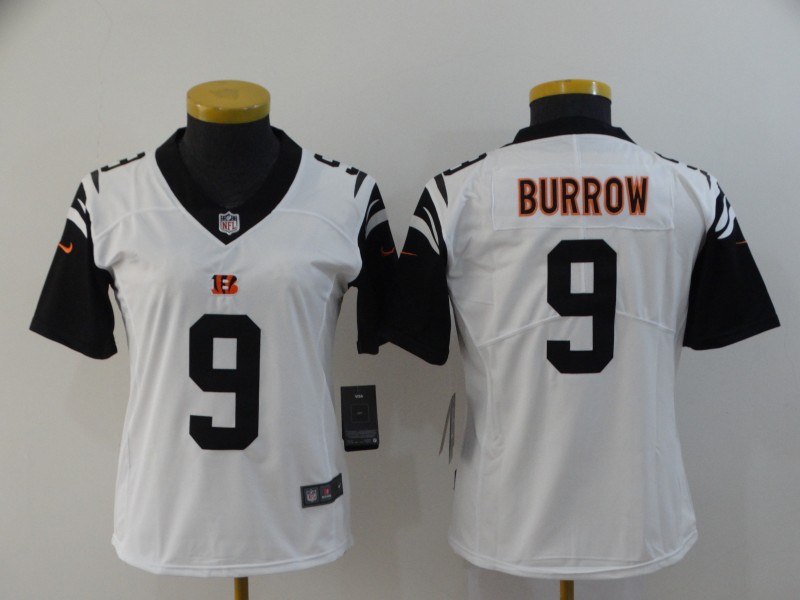 Women Cincinnati Bengals #9 Burrow white Nike Vapor Untouchable Stitched Limited NFL Jerseys